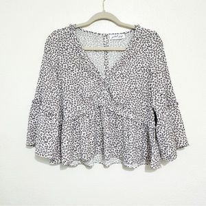 Petal & Pup Cheetah Print Ruffled V-Neck Top Size S